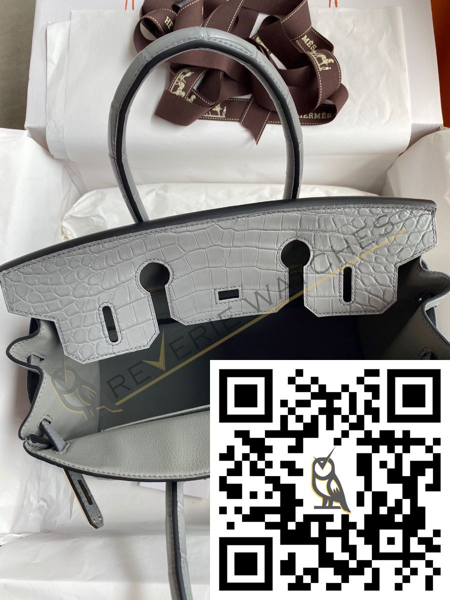 Hermes Birkin 30 Handmade Bag In Etain Crocodile Niloticus Matte Skin - Image 6