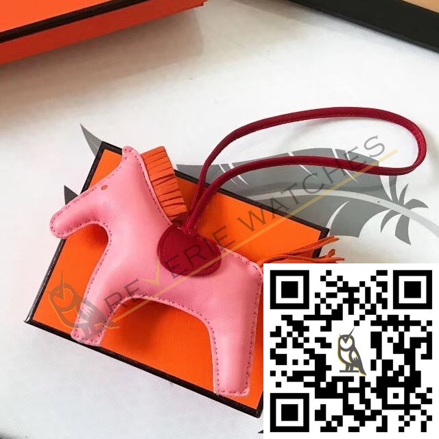Hermes Rodeo Horse Bag Charm In Pink/Red/Orange Leather