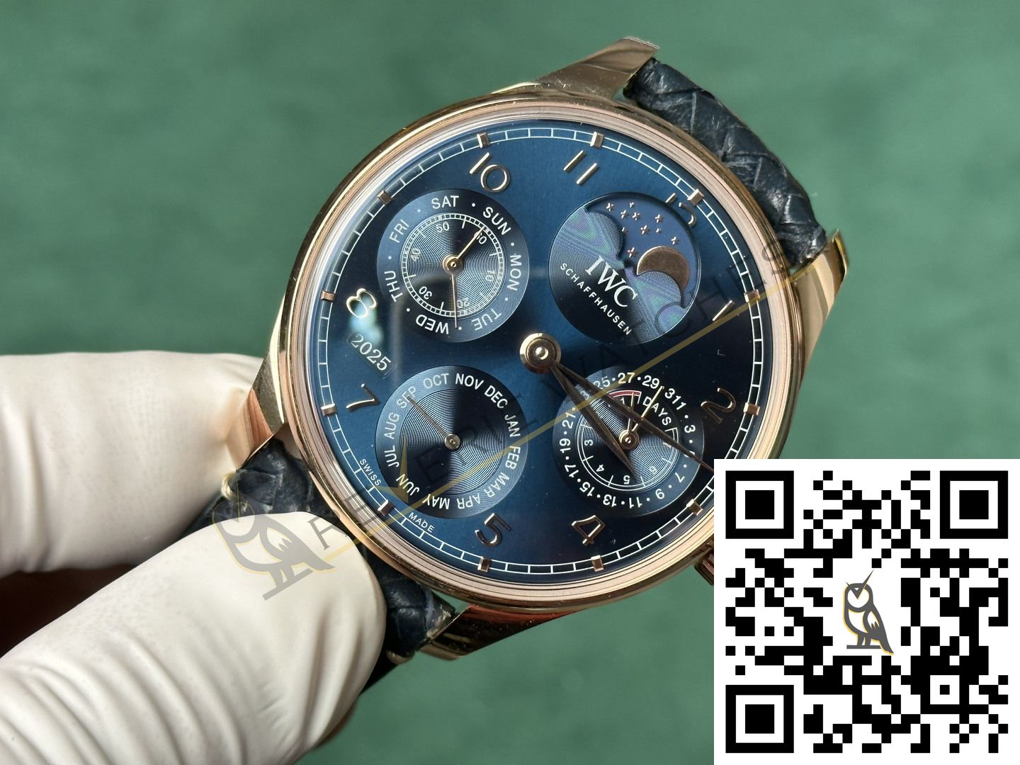 Custom Made 18k Rose Gold Plated IWC Portuguese Perpetual Calendar IW503312 Gold Case - Image 3