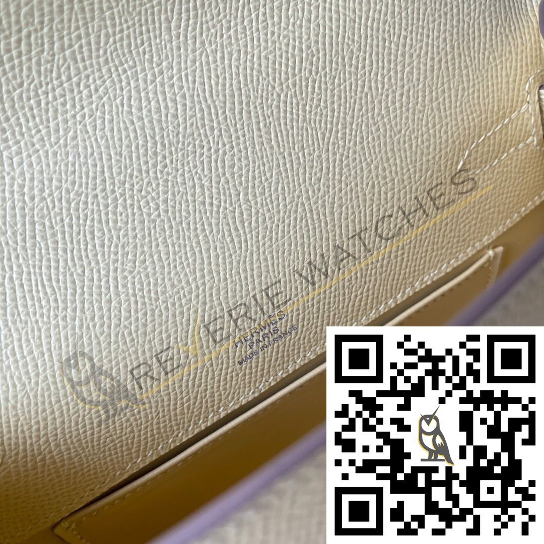 Hermes Kelly Pochette Handmade Bag In Jaune Poussin Epsom Calfskin - Image 6